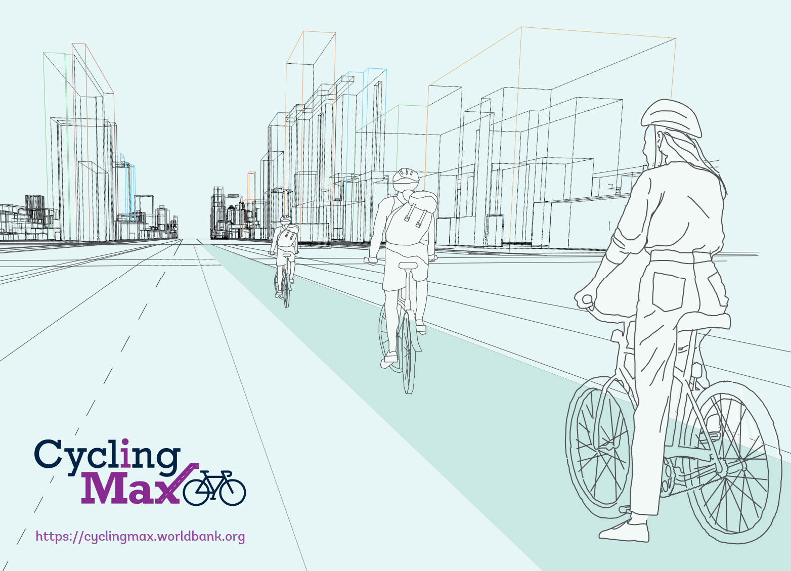 Ciclisti su una pista ciclabile